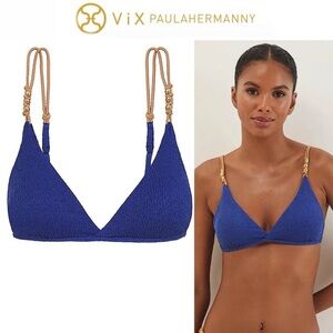 ViX Paula Hermanny Firenze Paige Kira Top in Sapphire Blue Bikini Top Sz M 148$